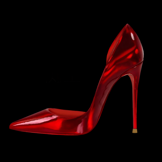 2024 New Lacquer Leather Side Air 12cm Red High Heels, Super Shallow Heels, Small Heels, Large Red Sole Single Shoes for Women