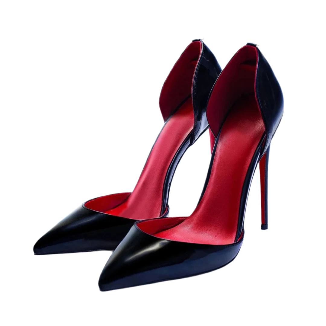 2024 New Lacquer Leather Side Air 12cm Red High Heels, Super Shallow Heels, Small Heels, Large Red Sole Single Shoes for Women