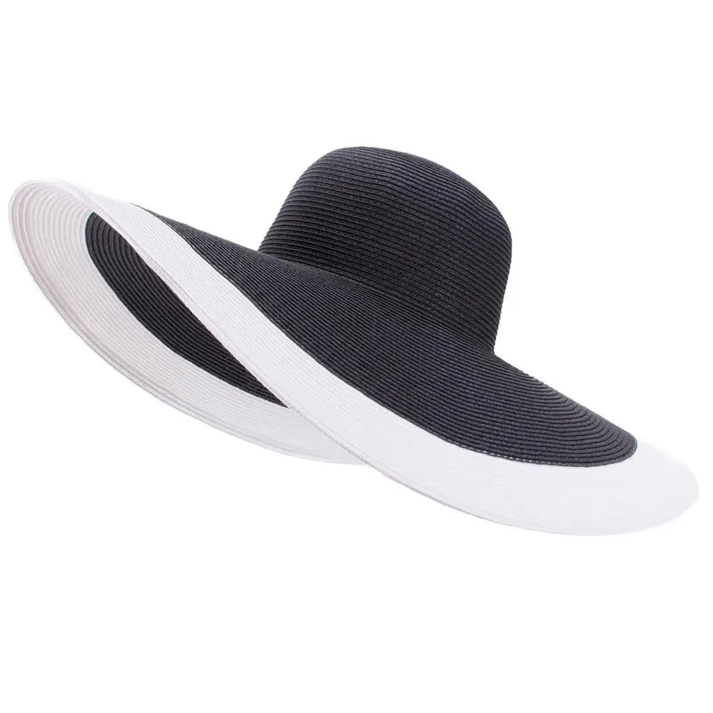 7.1''/18cm Foldable Oversized Huge Wide Brim Sun Beach Straw Hats Womens Floppy Dressy A330