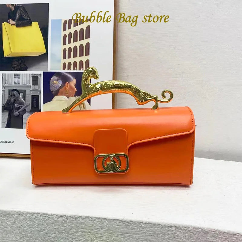 Women Luxury Brand Design Leather Bag 2023 New Ladies Metal Buckle Simple Fashion Shoulder Bag Party Oblique Bag