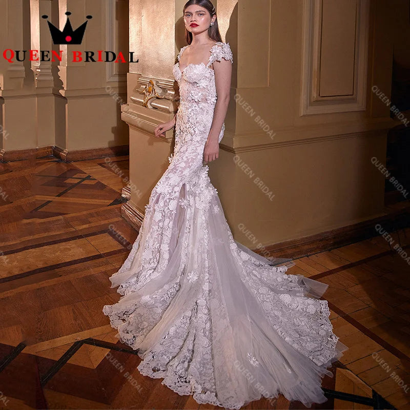 Diana Luxury Appliques Sweetheart Wedding Dress 2023 New Mermaid Sleeveless Floor Length Bridal Gowns Robe De Mariée Custom D98X