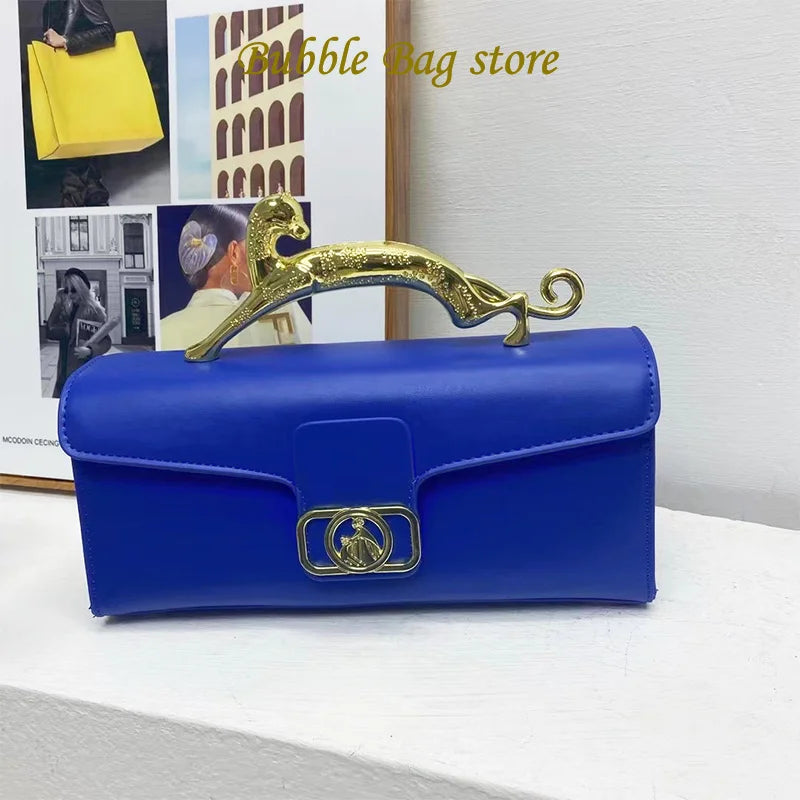 Women Luxury Brand Design Leather Bag 2023 New Ladies Metal Buckle Simple Fashion Shoulder Bag Party Oblique Bag