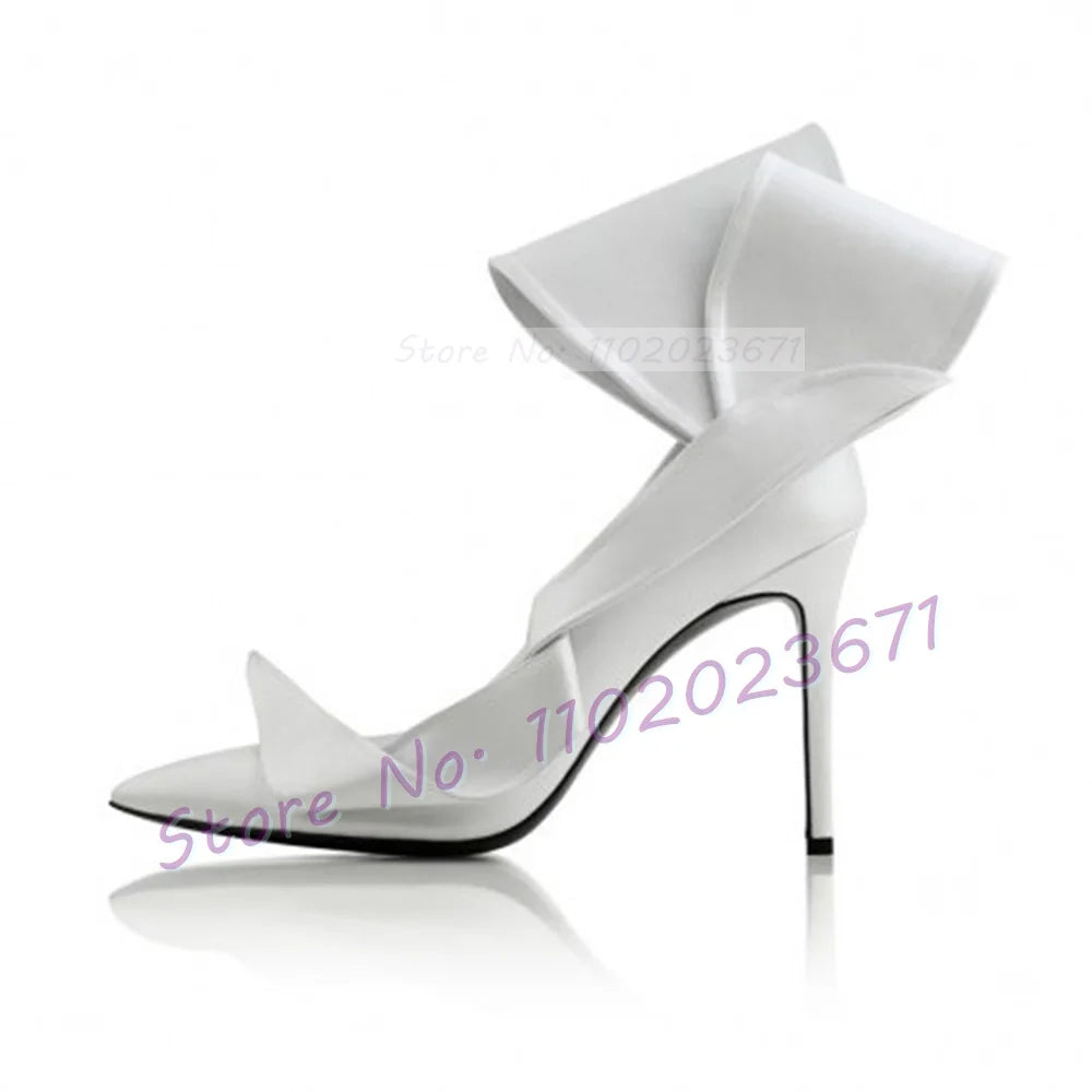 Elegant Bow Embellished Sandals With High Heels Women Novelty Design Pointy Toe Pumps Sexy Ladies Showy Dress Evening Shoes