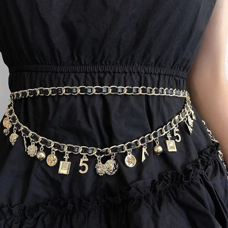 Women Multi-layers Tassel Chain Belts for Dress Jean Skirt Leather Braide Bohemia Style