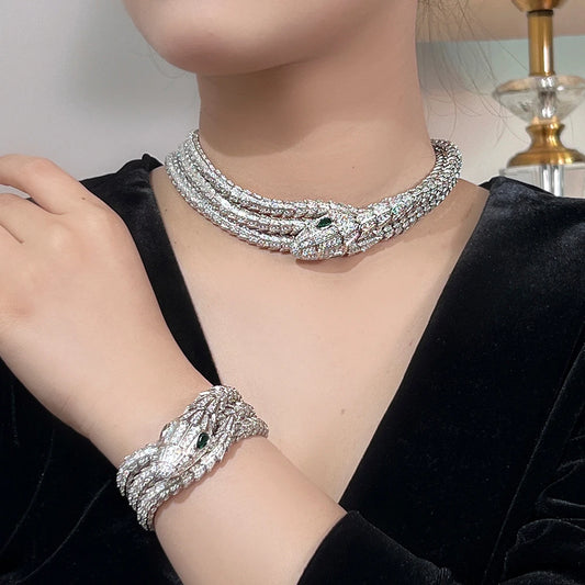 2024 Top-Selling Snake Series Advanced Jewelry Set | Multi-Layer Choker, Earrings, Bracelet, Rings for Women | Trendy Fashion