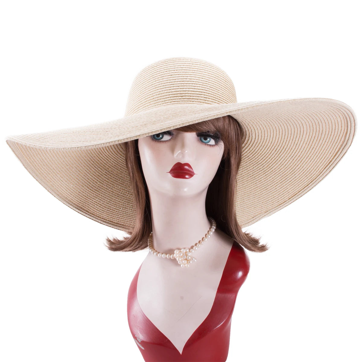 7.1''/18cm Foldable Oversized Huge Wide Brim Sun Beach Straw Hats Womens Floppy Dressy A330