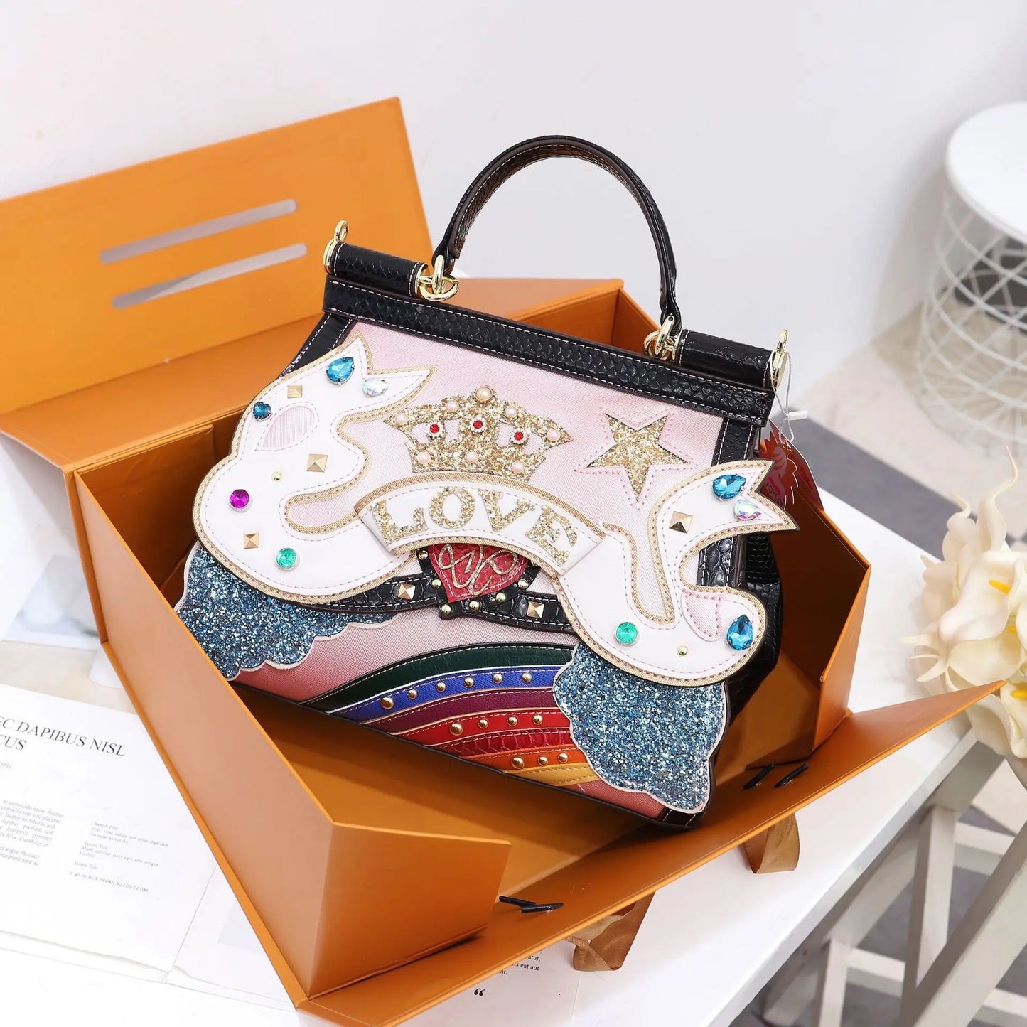 Women Bags Leather Luxury Designer Bag Purse Handbag Shoulder Bags Cross Body Bag Braccialini clouds rainbow