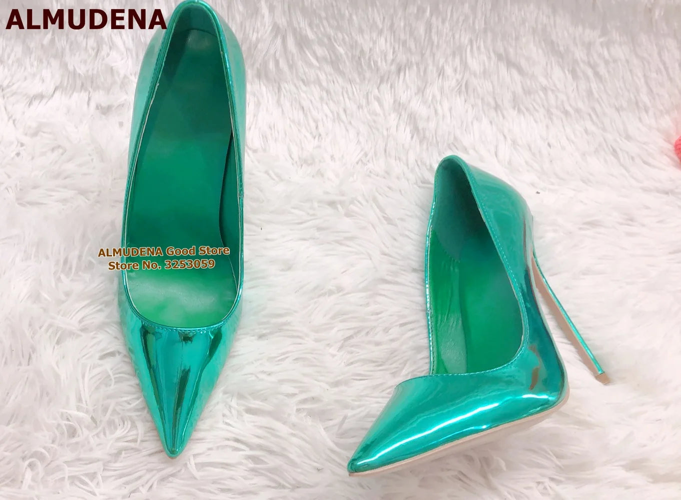 Zeze Purple Patent Leather Hologram Iridescent 12cm High Heels Pointed Toe Slip-on Shallow Dress Pumps Size45 Wedding Shoes