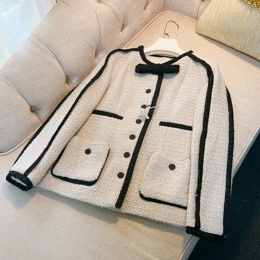 Luxury Brand Winter Jacket for Women 2023 Korean Fashion Elegant Bow Wool Coats High Quality Manteau Femme Hiver