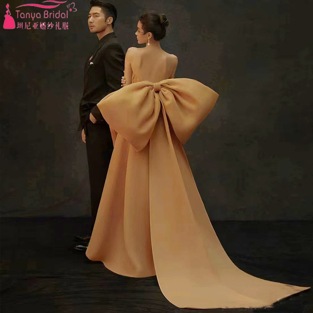 Champagne Big Bow Cape With Two Long Ribbon ,New Fashion Detachable Wedding Belt ,Bridal Accessories ZJ161