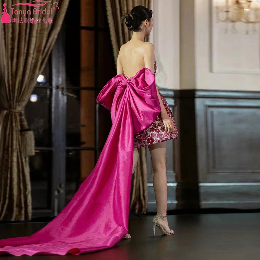 Fuchsia Big Bow With Long Train ,New Elegant Cape Belt ,Formal  Detachable Bow ,Chic ZJ137